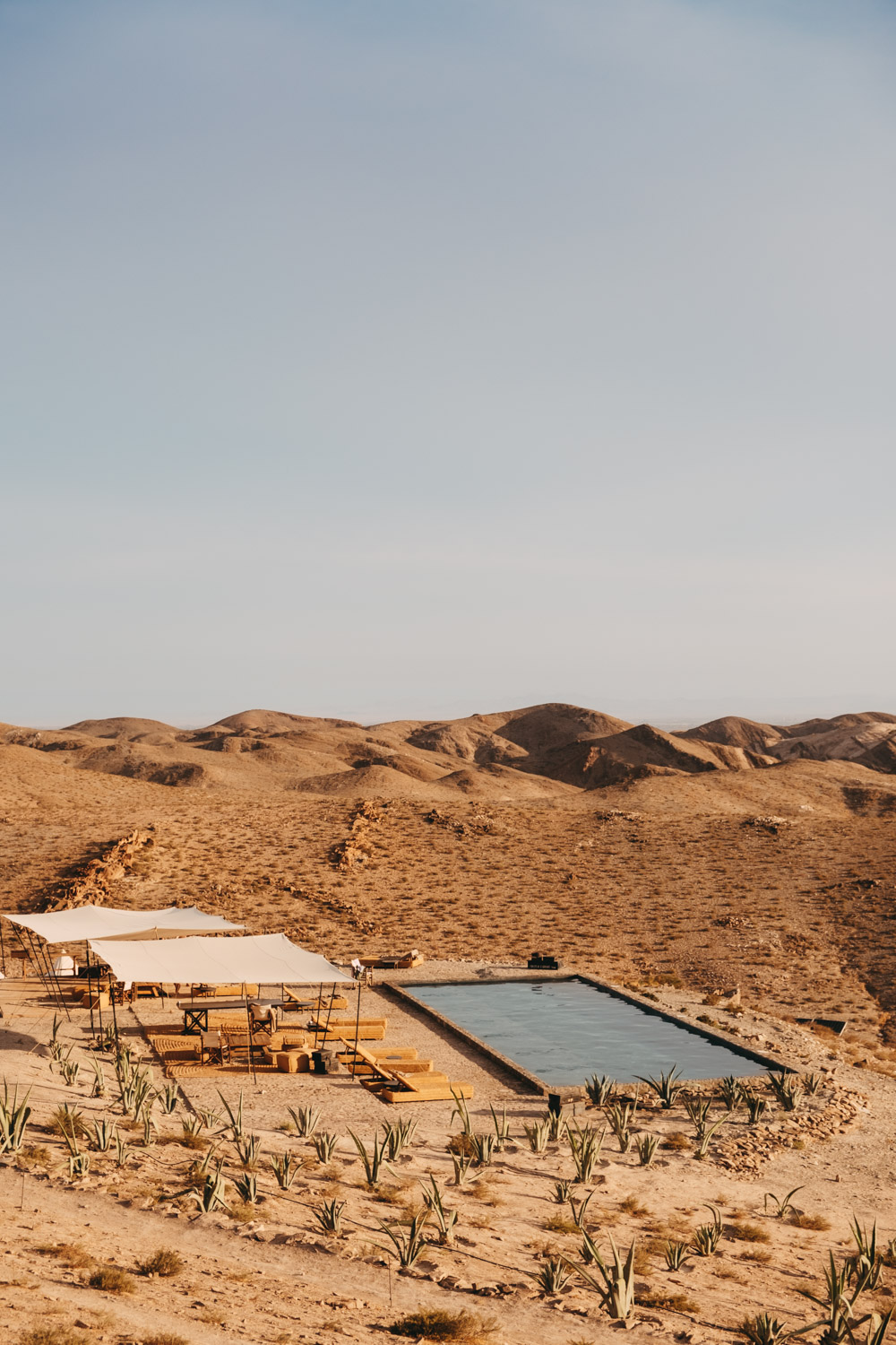 pool in the desert at scarabeo camp