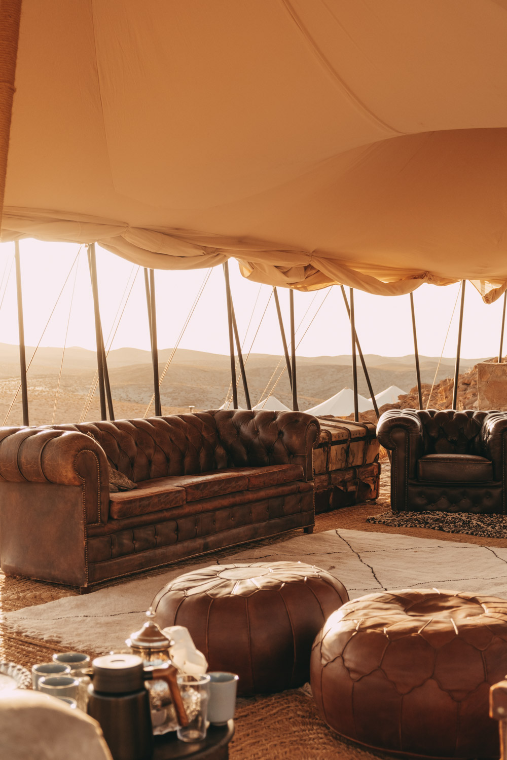 outdoor lounge area at scarabeo camp