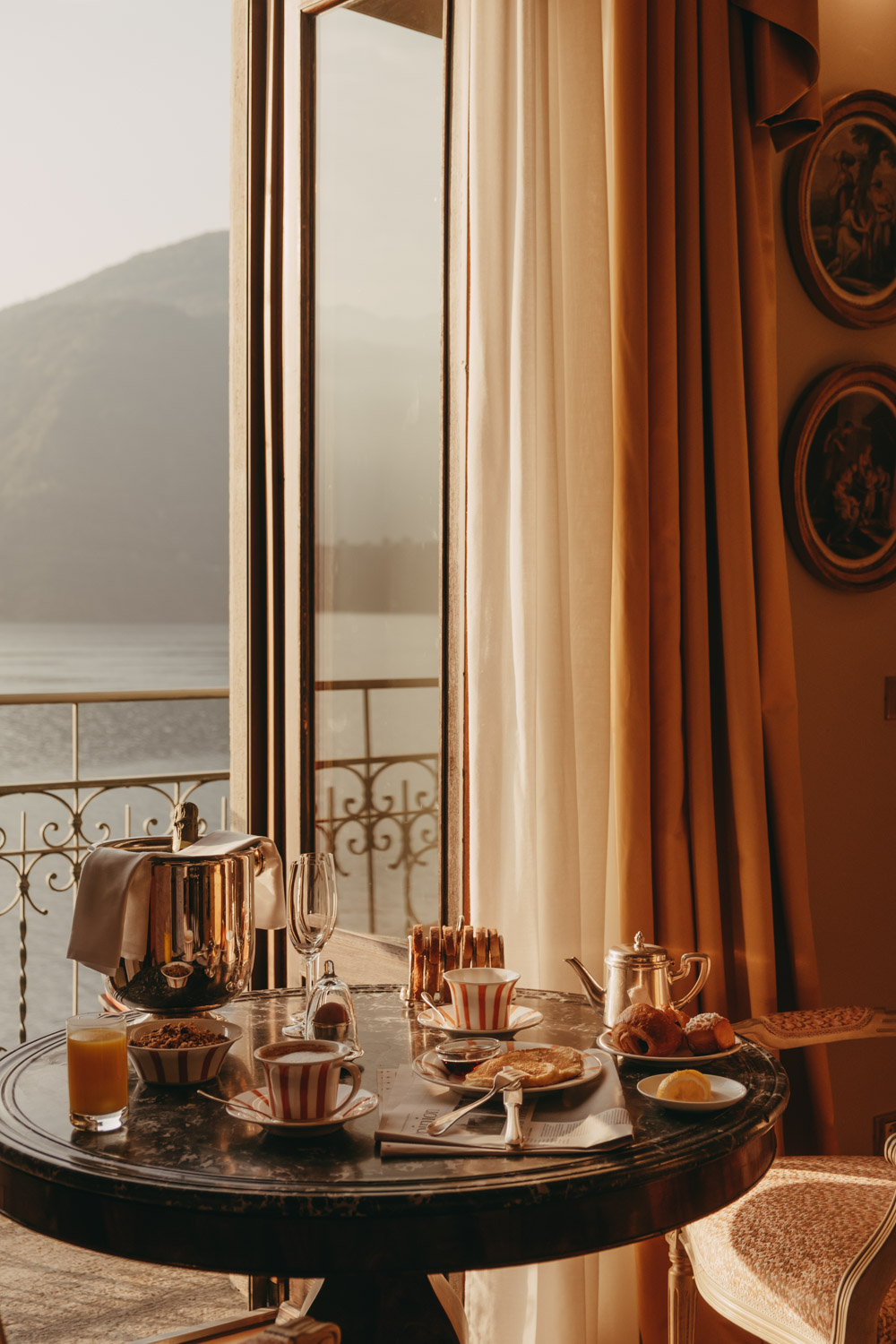 in-room breakfast with views of lake como from grand hotel tremezzo