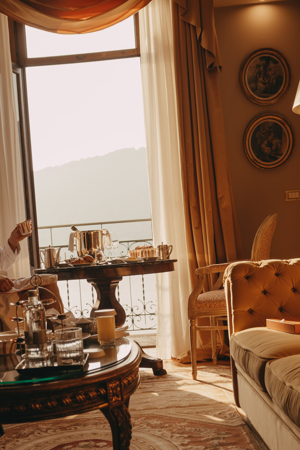in-room breakfast with views of lake como from grand hotel tremezzo