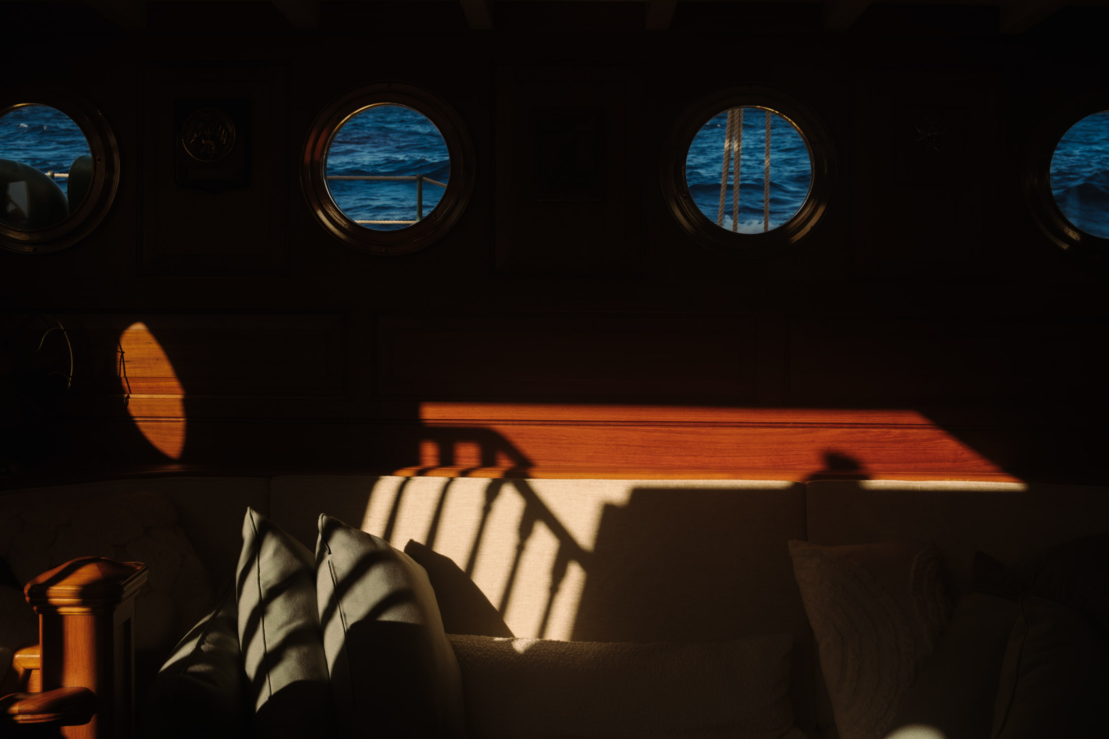 view of the mediterranean through the windows of the atlantic schooner